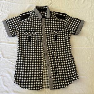 Men’s Checkered Button-up Collard Short-sleeve
